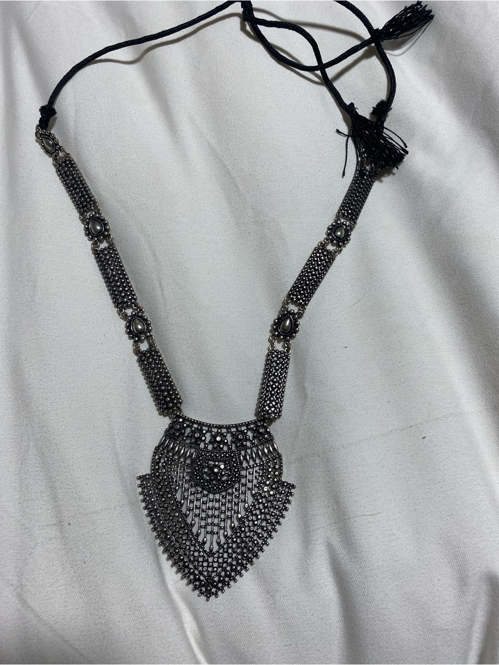 Oxidized Black Statement Pendant Necklace for Women